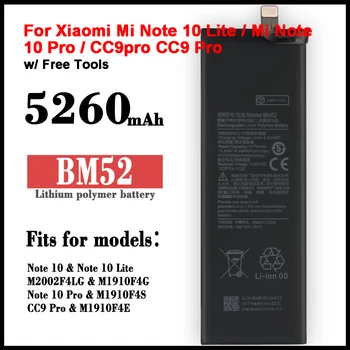 Oryginalny Nowy, Wysokiej jakości Akumulator BM52 5260 mah Dla Xiaomi Mi Note 10 Lite/Mi Note 10 Pro/CC9pro CC9 Pro + Darmowe Narzędzia